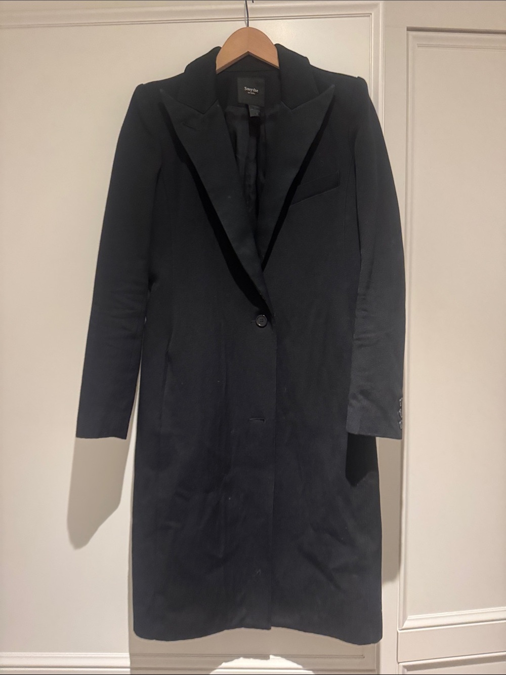 Smythe Black Single-Button Wool Trench Coat
